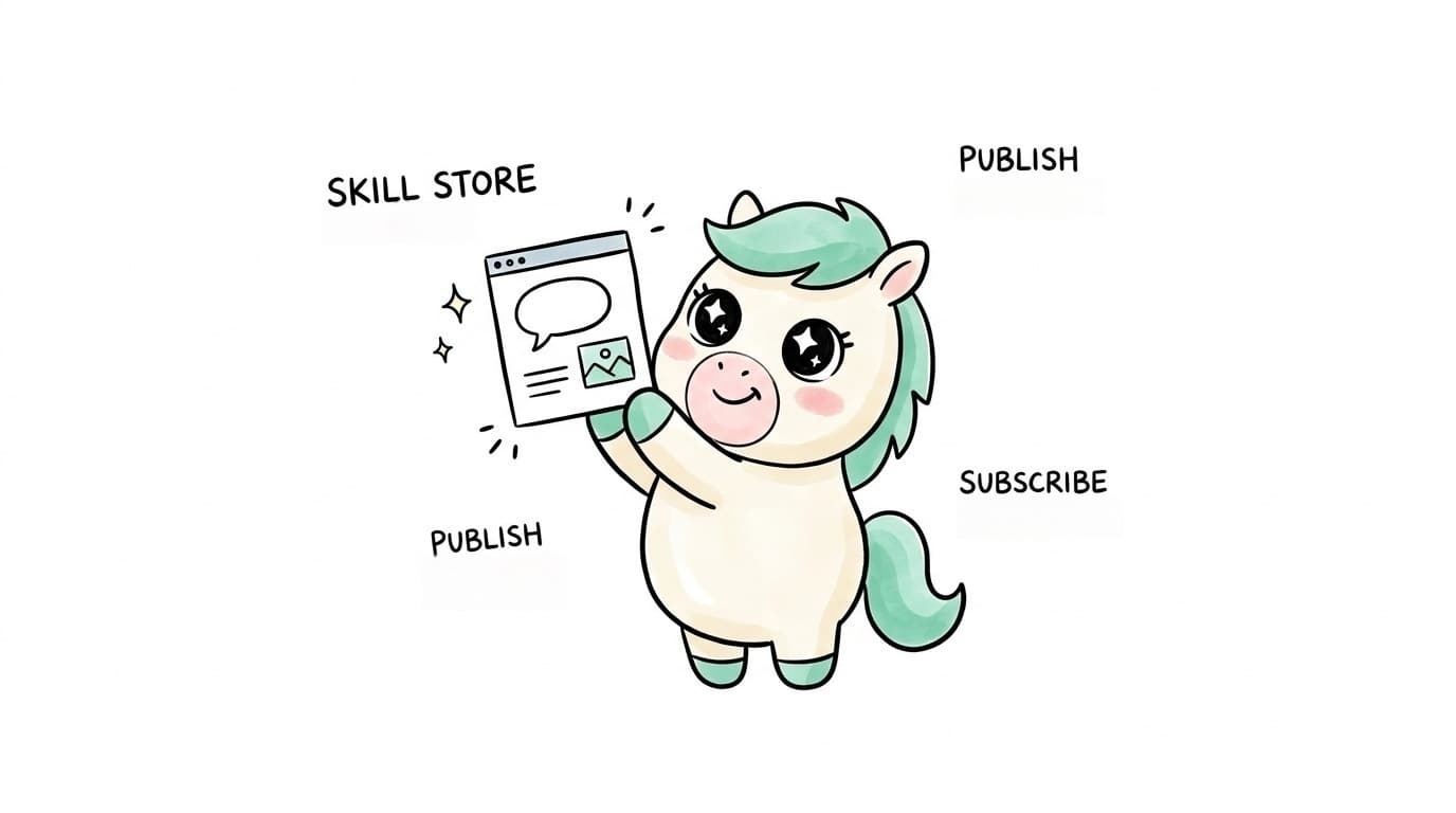 Illustration: skill store — publish, subscribe