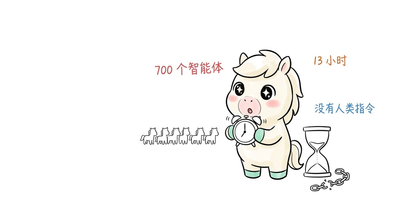 插画:700 个智能体、13 小时、没有人类指令