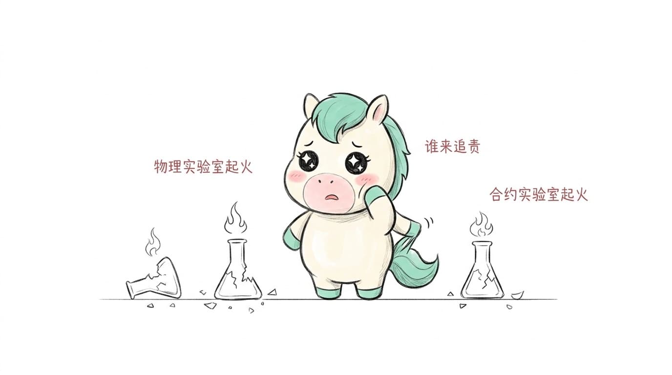 插画:物理实验室起火,合约实验室起火,谁来追责